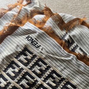 Fendi White and Brown Logo Scarf